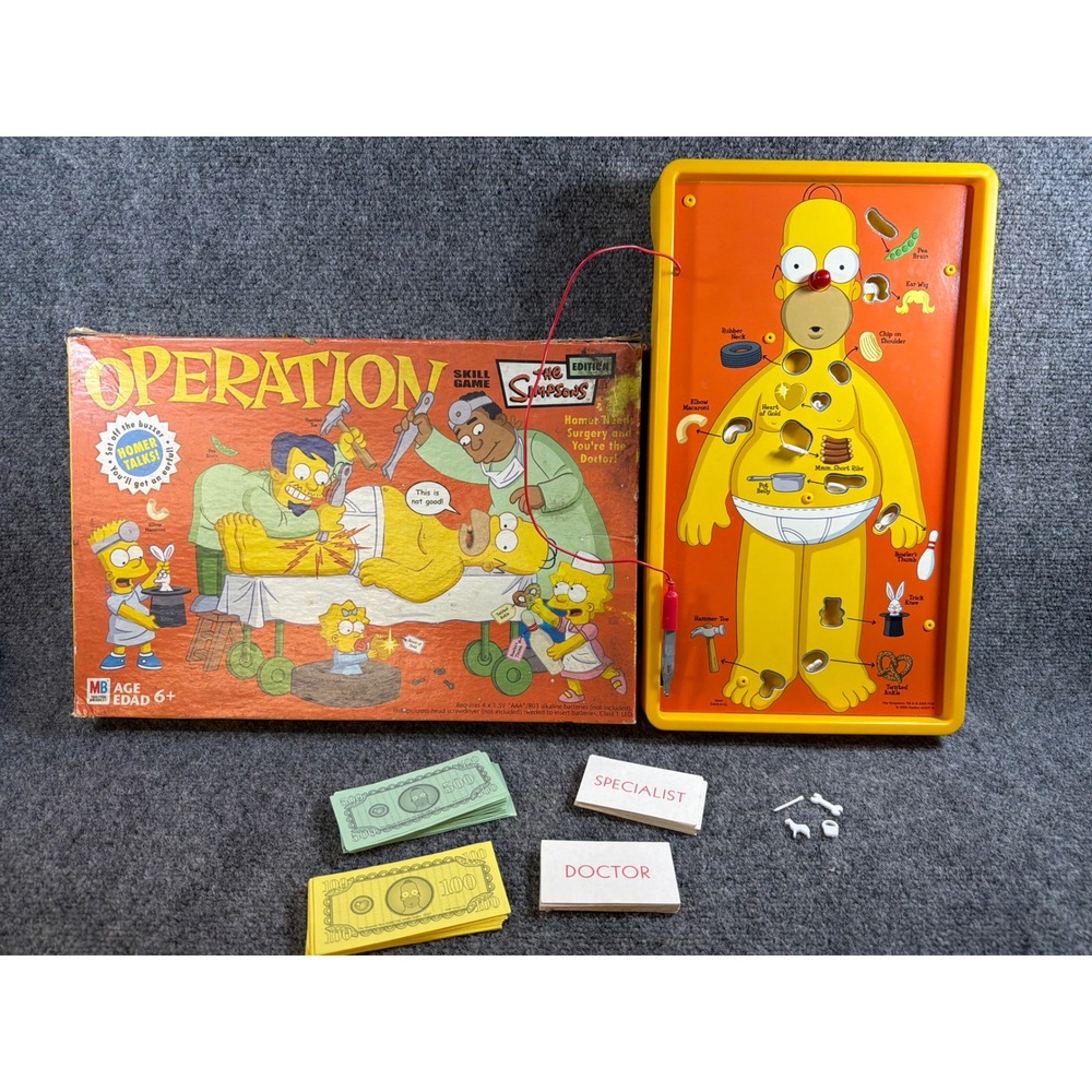 The Simpsons Operation Board Game Milton Bradley Talking Homer Simpson Edition